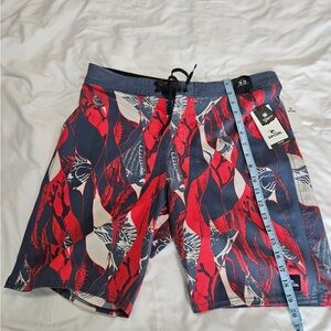 Rip Curl Men's Red and Blue Swim Shorts